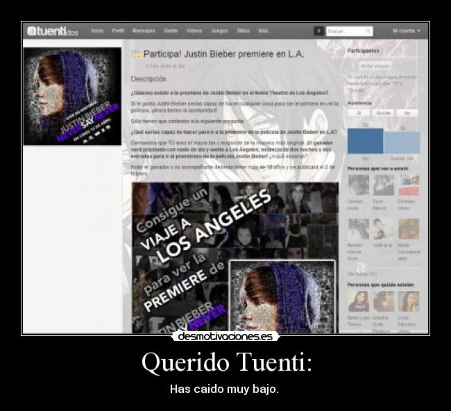Querido Tuenti: - Has caido muy bajo.