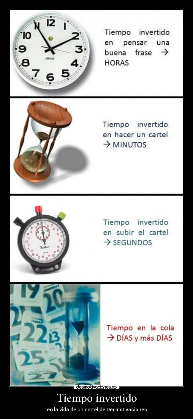 Tiempo invertido - en la vida de un cartel de Desmotivaciones