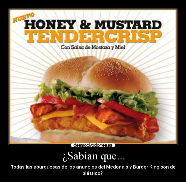 ¿Sabían que... - Todas las aburguesas de los anuncios del Mcdonals y Burger King son de plástico? 