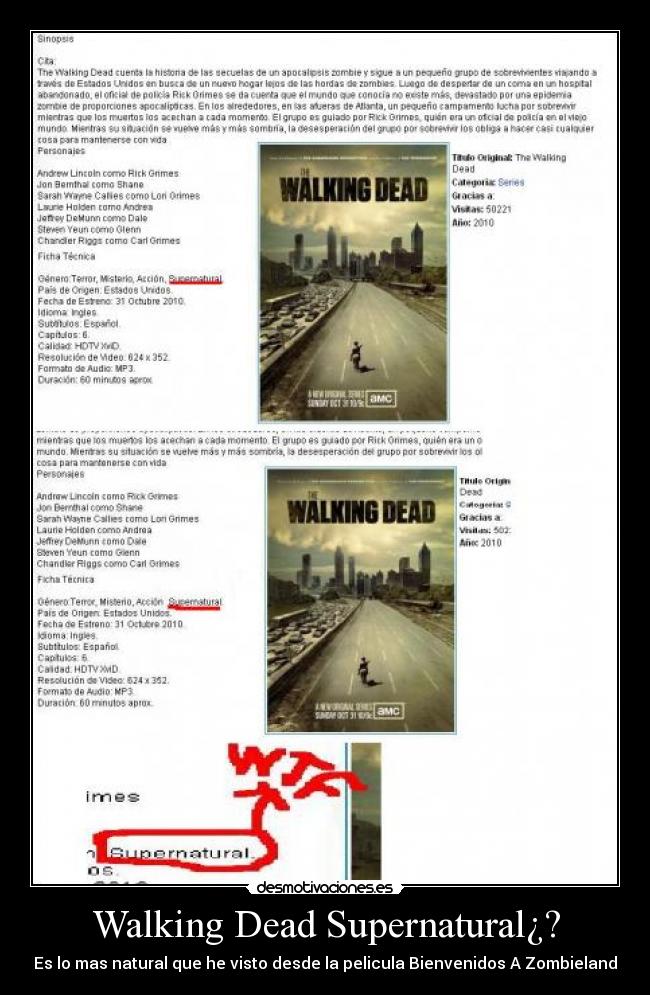 Walking Dead Supernatural¿? - Es lo mas natural que he visto desde la pelicula Bienvenidos A Zombieland