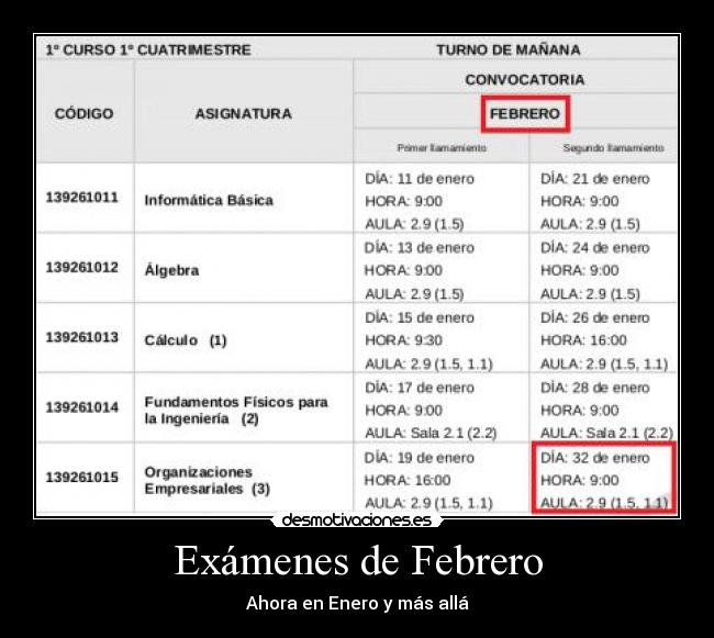 Exámenes de Febrero -