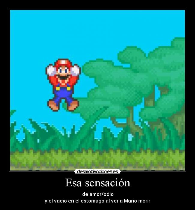 Esa sensación - de amor/odio
y el vacio en el estomago al ver a Mario morir