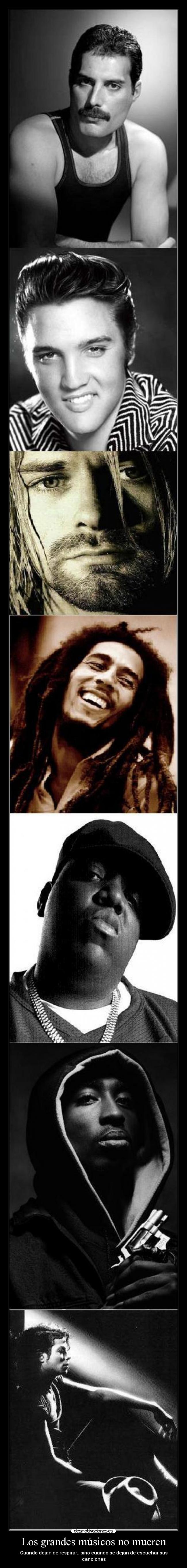 carteles freddy mercury elvis presley biggie tupac kurt cobain michael jackson bob marley grandes musicos desmotivaciones