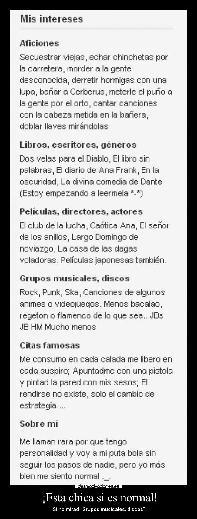 ¡Esta chica si es normal! - Si no mirad Grupos musicales, discos