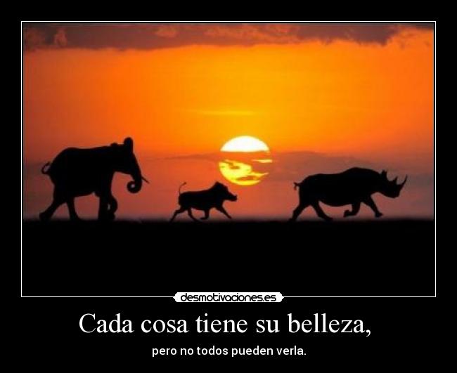 Cada cosa tiene su belleza,  - 
