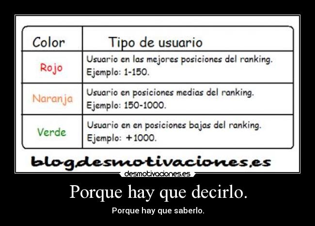 Porque hay que decirlo. - Porque hay que saberlo.