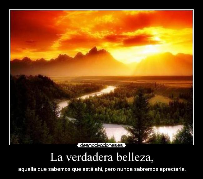 La verdadera belleza, - aquella que sabemos que está ahí, pero nunca sabremos apreciarla.