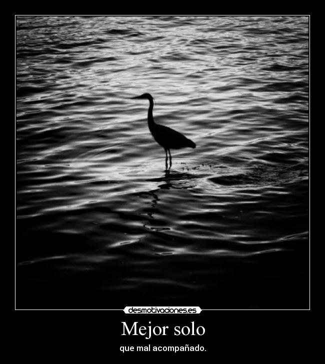 Mejor solo - que mal acompañado.