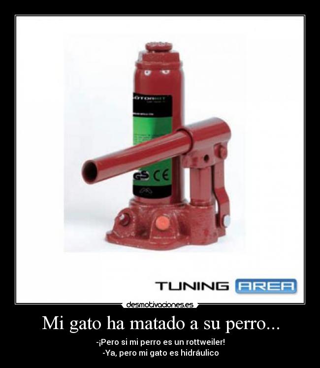 Mi gato ha matado a su perro... - -¡Pero si mi perro es un rottweiler!
-Ya, pero mi gato es hidráulico