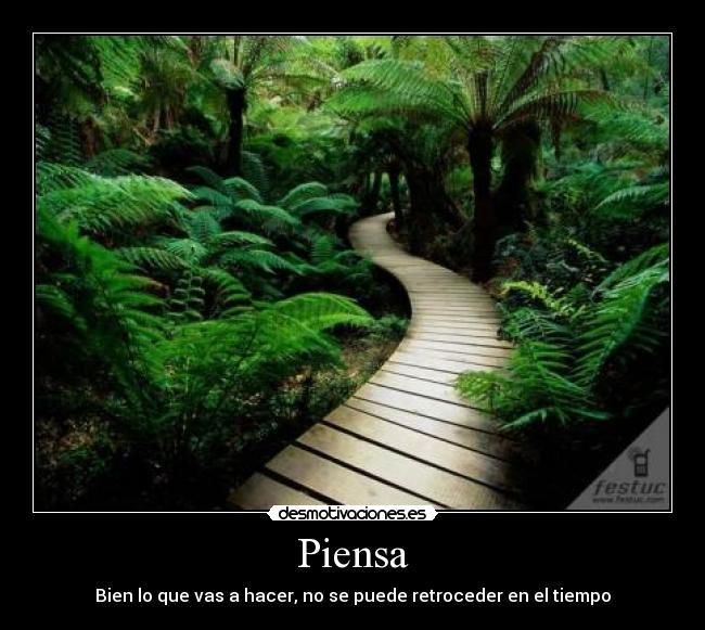 Piensa - Bien lo que vas a hacer, no se puede retroceder en el tiempo