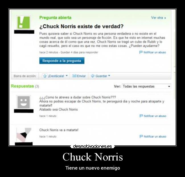 carteles chuck norris enemigo nuevo yahoo desmotivaciones