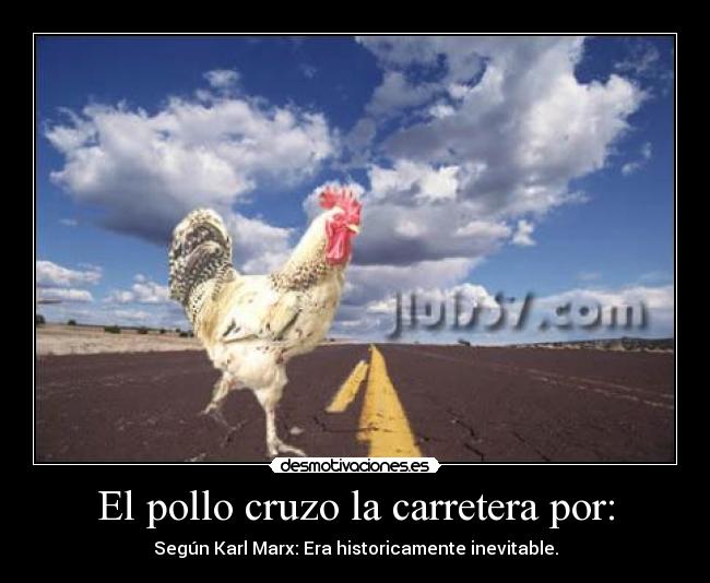 El pollo cruzo la carretera por: -