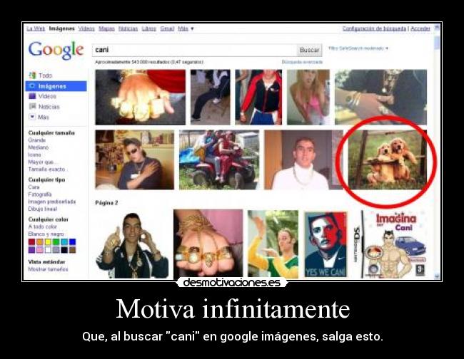 Motiva infinitamente - Que, al buscar cani en google imágenes, salga esto.