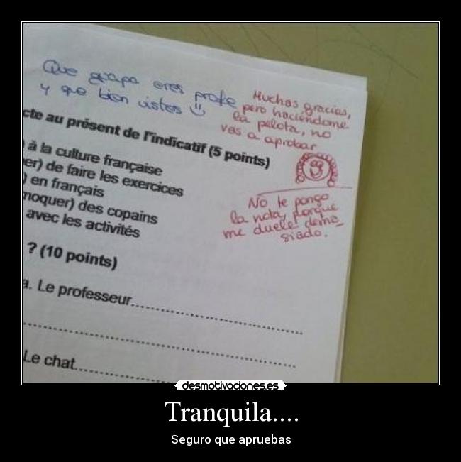 Tranquila.... - Seguro que apruebas