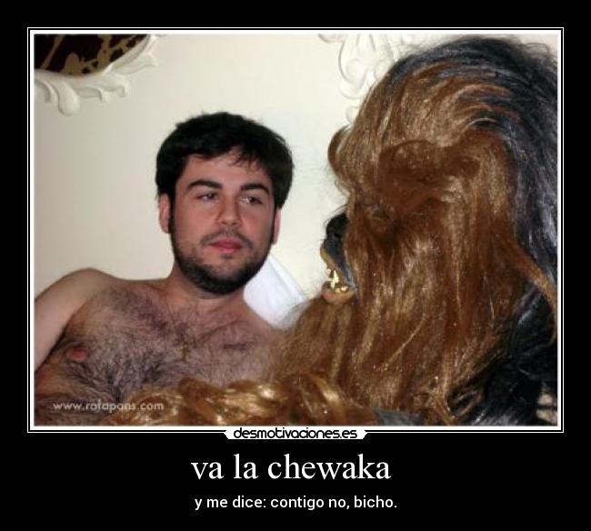 va la chewaka - y me dice: contigo no, bicho.