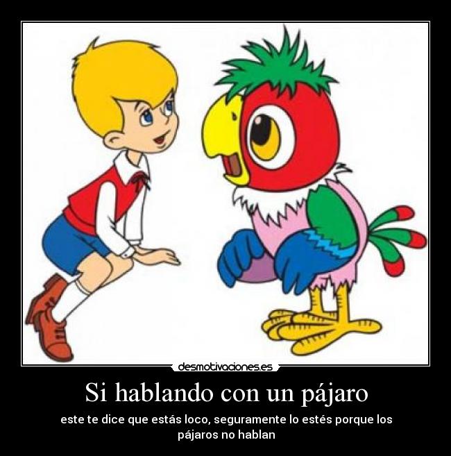 Si hablando con un pájaro - este te dice que estás loco, seguramente lo estés porque los pájaros no hablan