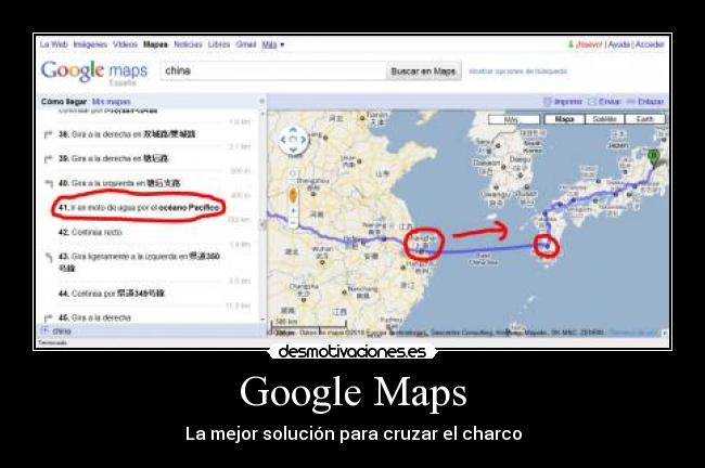 carteles viajar japon china google maps rutas moto agua mar oceano pacifico desmotivaciones