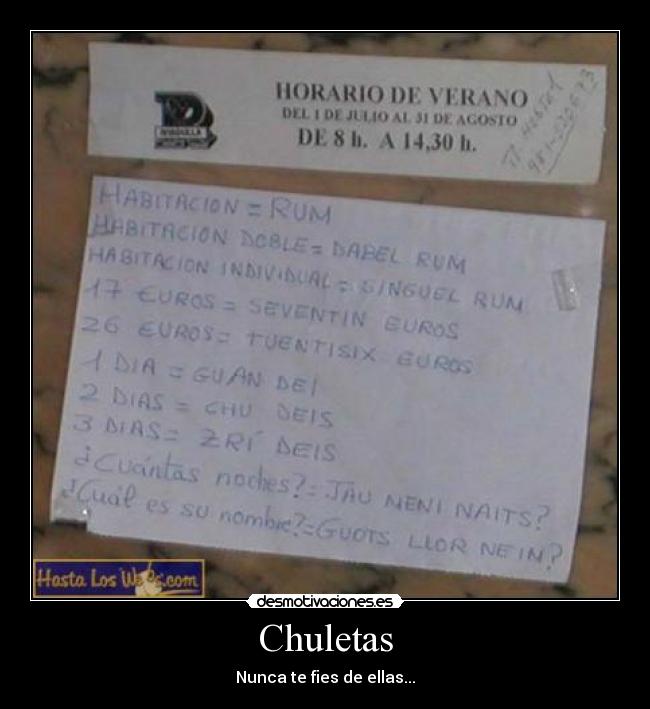 Chuletas - Nunca te fies de ellas...