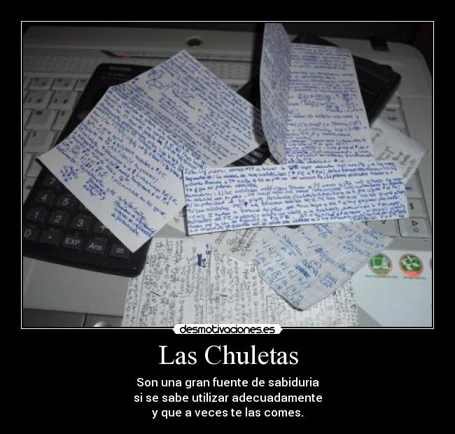 Las Chuletas - Son una gran fuente de sabiduria
si se sabe utilizar adecuadamente
y que a veces te las comes.