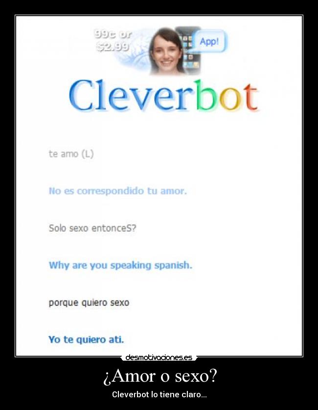 ¿Amor o sexo? - Cleverbot lo tiene claro...