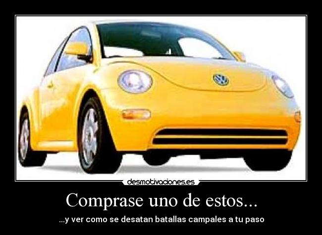 carteles coche escarabajo amarillo batallas campales desmotivaciones