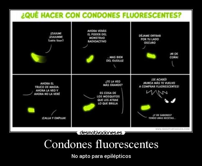 Condones fluorescentes - No apto para epilépticos