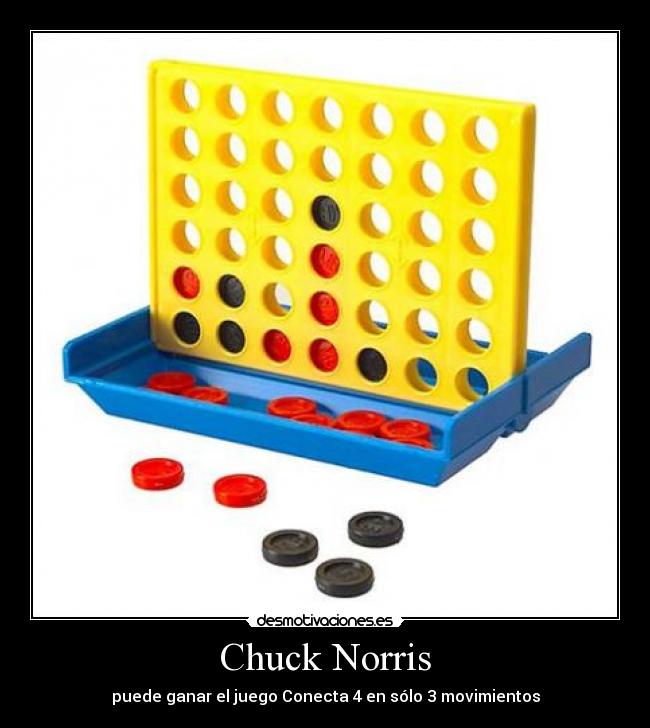 Chuck Norris - puede ganar el juego Conecta 4 en sólo 3 movimientos