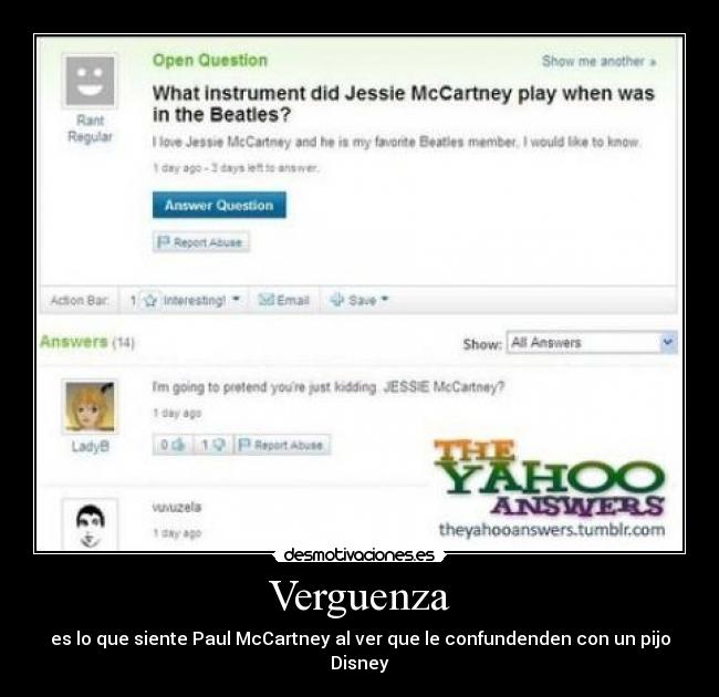 carteles mccartney paul jessie verguenza yahoo pijo disney desmotivaciones