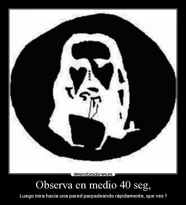 Observa en medio 40 seg, - Luego mira hacia una pared parpadeando rápidamente, que ves ?