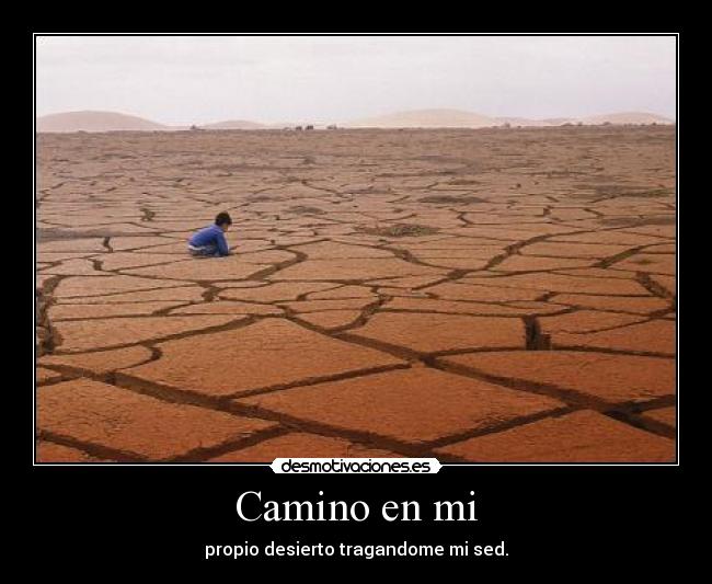 Camino en mi - propio desierto tragandome mi sed.