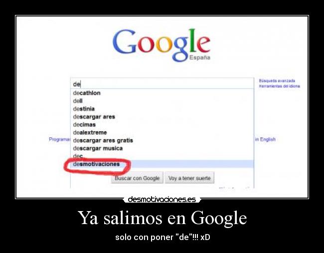 Ya salimos en Google - solo con poner de!!! xD