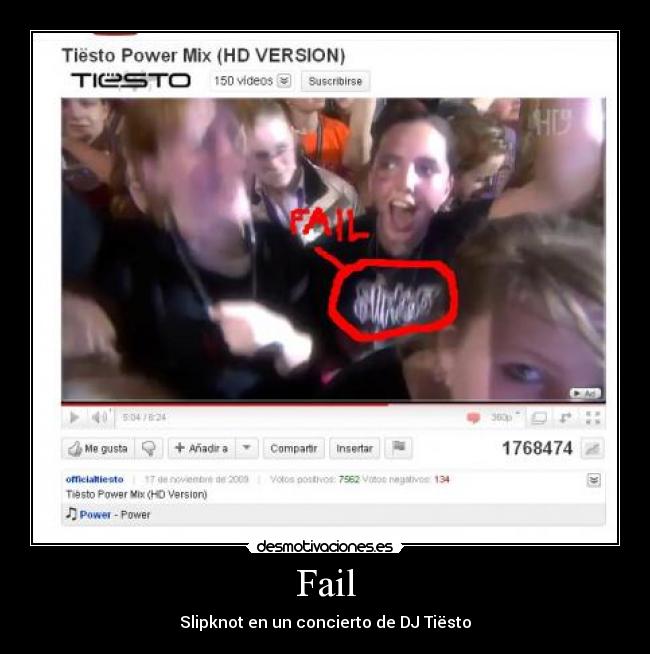 Fail - Slipknot en un concierto de DJ Tiësto