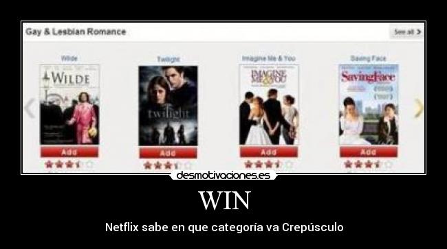 WIN - Netflix sabe en que categoría va Crepúsculo