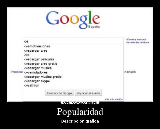 Popularidad - Descripción gráfica