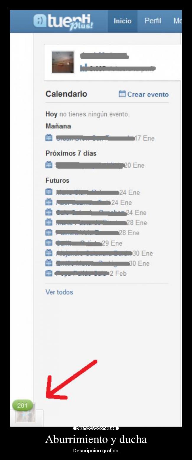 Aburrimiento y ducha - Descripción gráfica.
