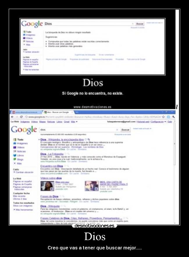 Dios - Creo que vas a tener que buscar mejor.....