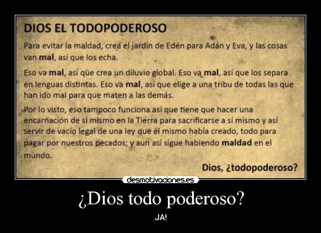 ¿Dios todo poderoso? - JA!