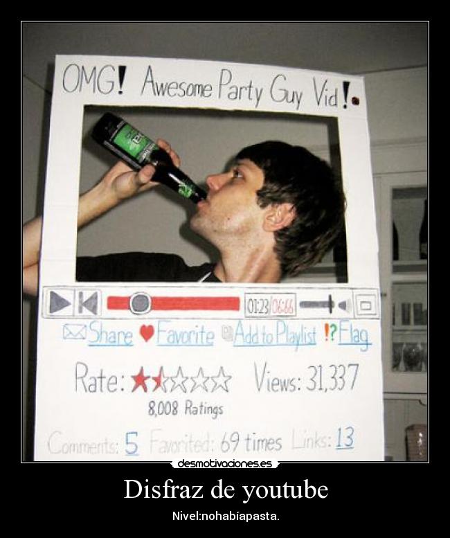 Disfraz de youtube - Nivel:nohabíapasta.