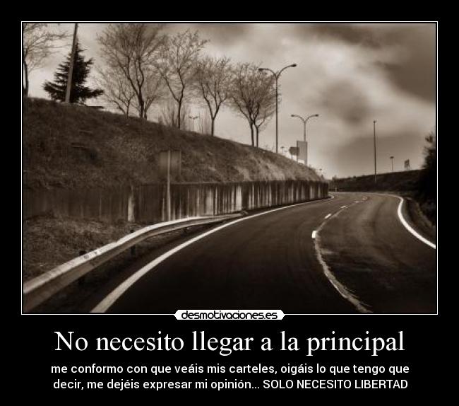 No necesito llegar a la principal - me conformo con que veáis mis carteles, oigáis lo que tengo que
decir, me dejéis expresar mi opinión... SOLO NECESITO LIBERTAD