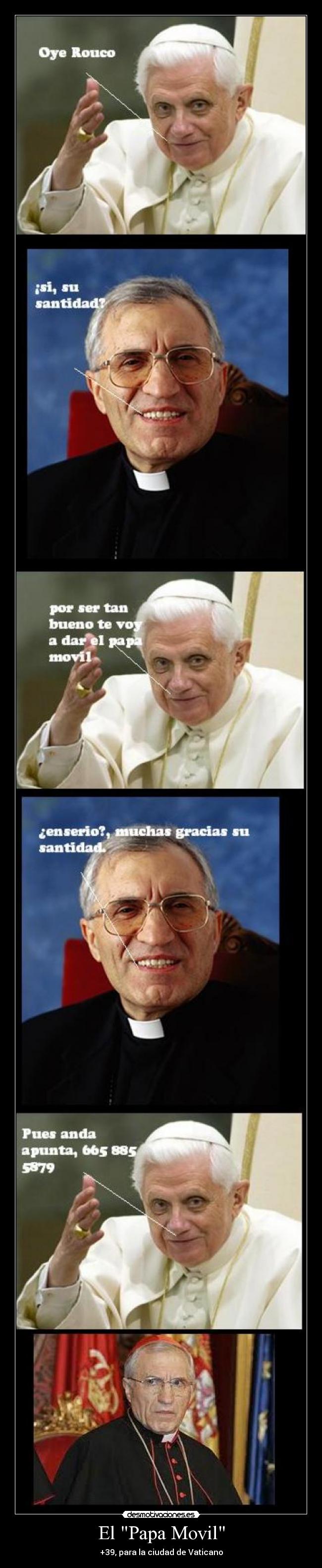 carteles papa movil telefono coche curas rouco benedicto desmotivaciones