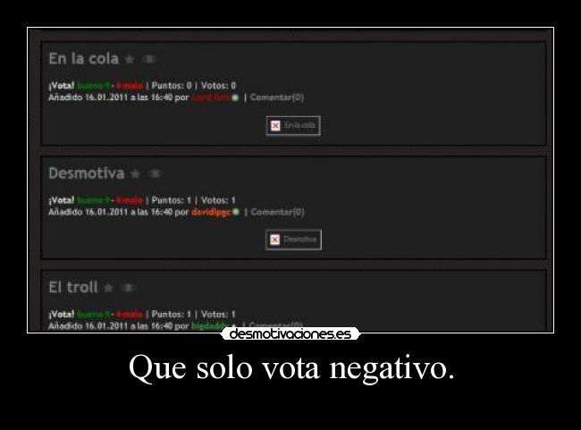 Que solo vota negativo. -