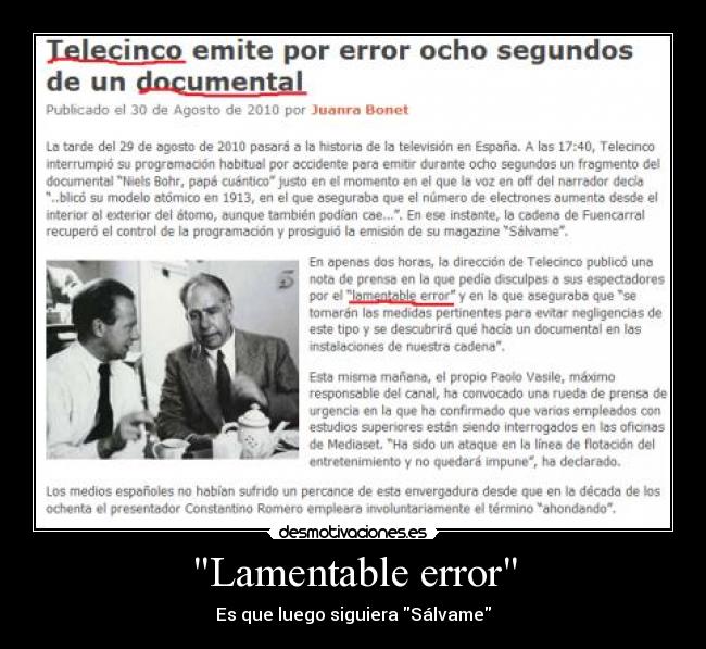 Lamentable error - Es que luego siguiera Sálvame