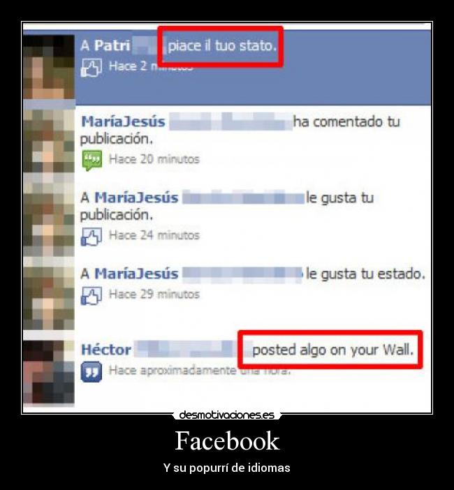 Facebook - Y su popurrí de idiomas