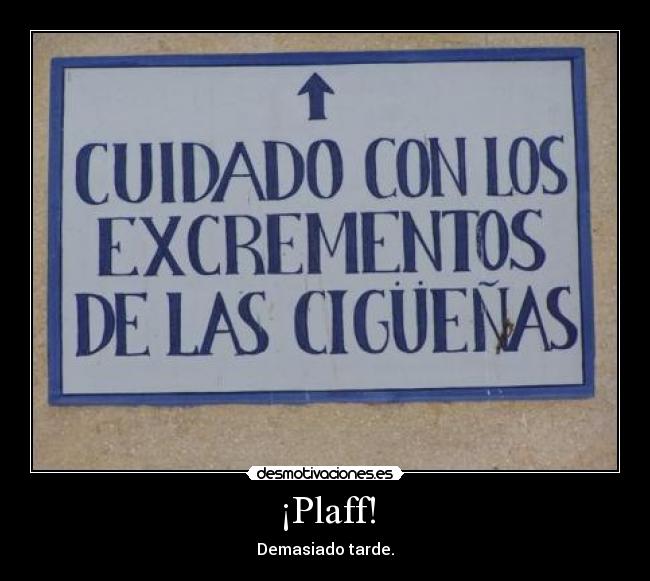 ¡Plaff! - Demasiado tarde.