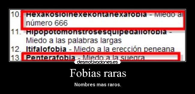 Fobias raras -