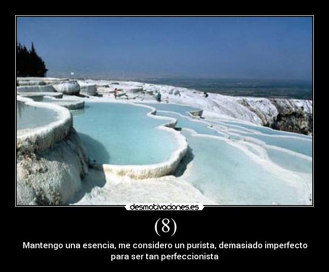 (8) - Mantengo una esencia, me considero un purista, demasiado imperfecto
para ser tan perfeccionista