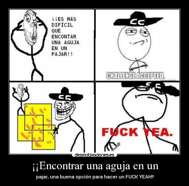 ¡¡Encontrar una aguja en un - pajar, una buena opción para hacer un FUCK YEAH!!