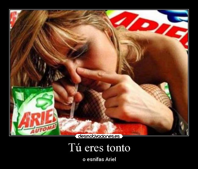 carteles tonto tu eres tonto esnifas ariel droga fail funny desmotivaciones