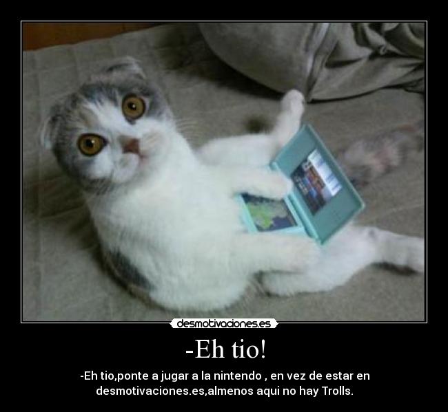 -Eh tio! - -Eh tio,ponte a jugar a la nintendo , en vez de estar en
desmotivaciones.es,almenos aqui no hay Trolls.