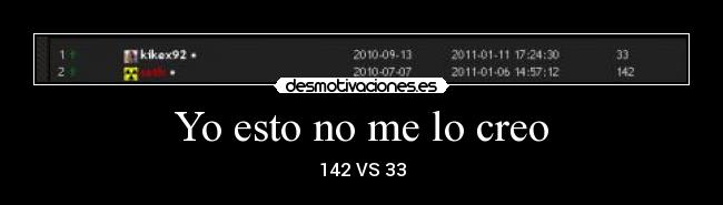 Yo esto no me lo creo - 142 VS 33